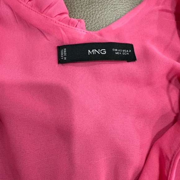 MNG-Mango One Shoulder Pink Mini Wrap Dress Size XS Barbiecore Coquette - Picture 7 of 9